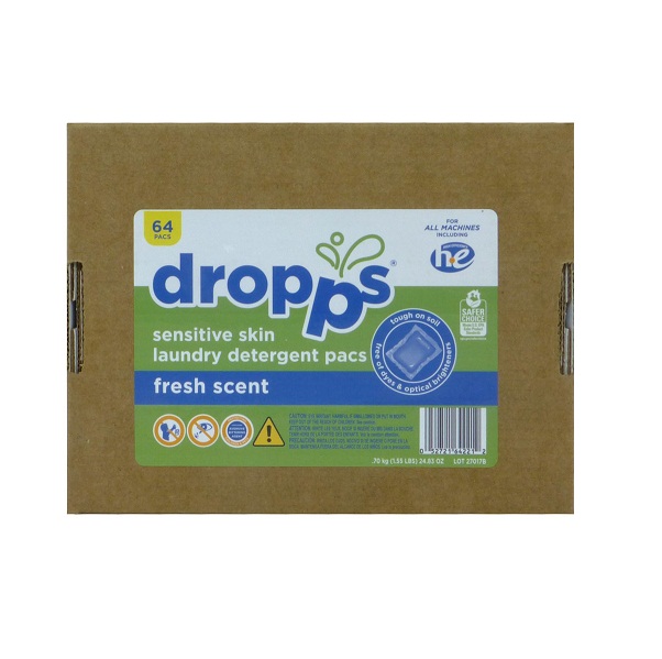 Экологичные капсулы для стирки DROPPS, морозная свежесть 64 шт (США)